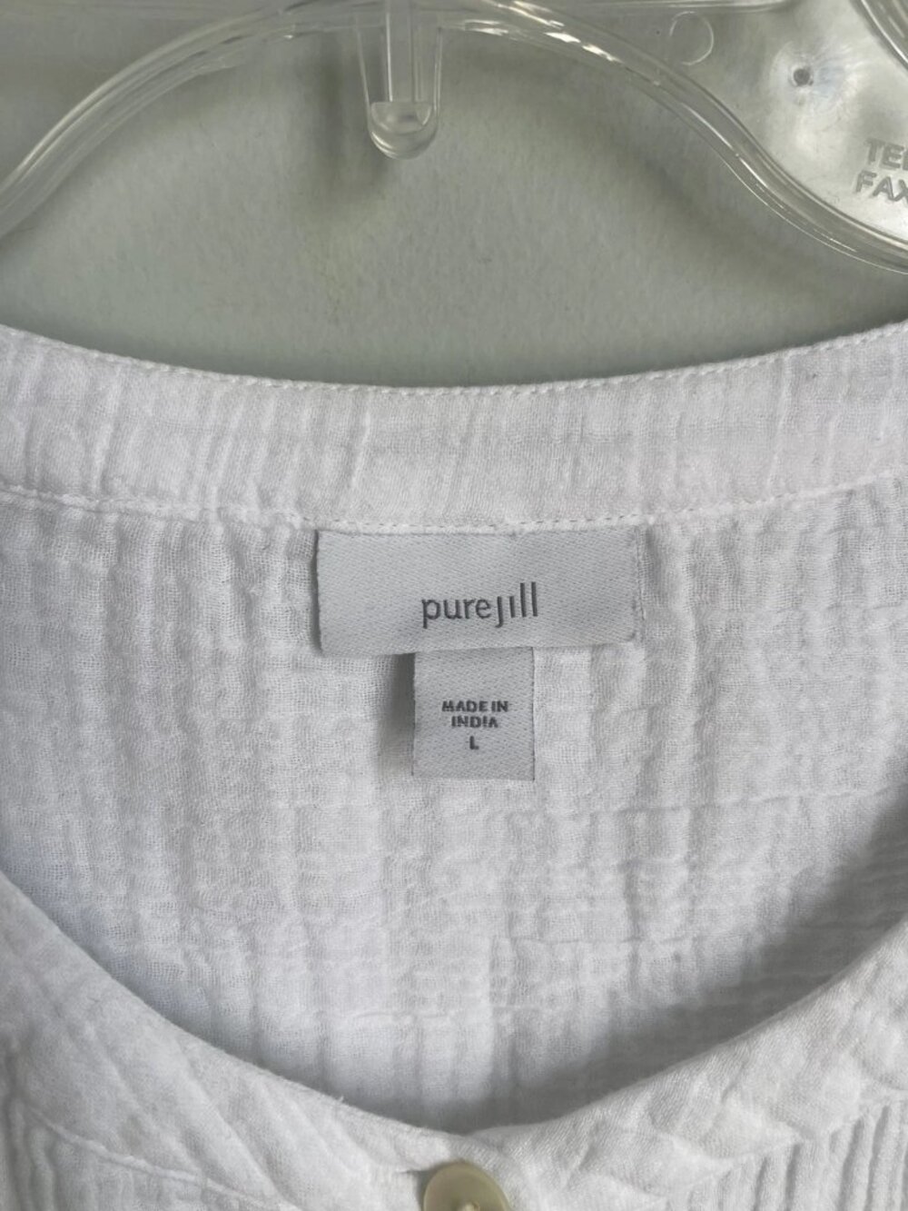 Pure J Jill White Cotton Gauze 3/4 Sleeve Tunic Cottagecore Coastal - Picture 6 of 8